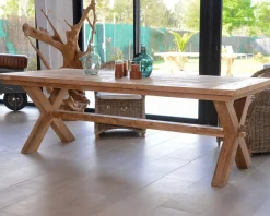 Online Table de repas en bois de teck recyclé 6/8 personnes