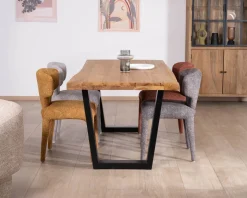 Clearance Table de repas en teck recyclé massif “Lasia” design contemporain et pieds métal noir Table À Manger Rectangulaire