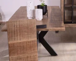 Discount Table de repas extensible 180-260cm pied étoile bois métal 