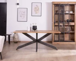 Discount Table de repas extensible 180-260cm pied étoile bois métal 
