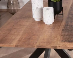 Discount Table de repas extensible 180-260cm pied étoile bois métal 