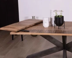Discount Table de repas extensible 180-260cm pied étoile bois métal 