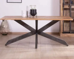 Discount Table de repas extensible 180-260cm pied étoile bois métal 