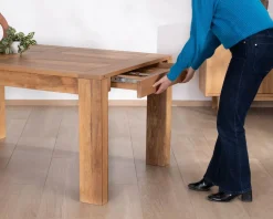 Outlet Table de repas extensible en manguier teinte chêne clair 