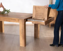 Outlet Table de repas extensible en manguier teinte chêne clair 