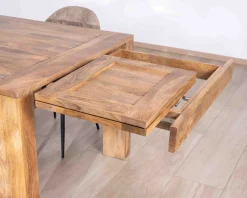 Outlet Table de repas extensible en manguier teinte chêne clair 