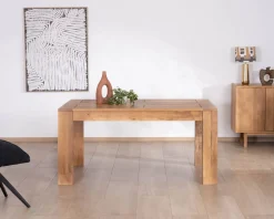 Outlet Table de repas extensible en manguier teinte chêne clair 