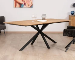 Discount Table de repas 2 m en teck naturel "Bahia" pieds mikado métal Table À Manger Rectangulaire