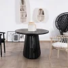 Clearance Table de repas ovale 210 cm en teck noir pied central ajouré "Dutipi" Table À Manger Ronde Ou Ovale