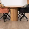 Clearance Table de repas ovale 220 cm et pieds ronds cannelés en chêne huilé "Winton" style rétro Table À Manger Ronde Ou Ovale