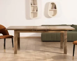 New Table de repas rectangulaire extensible en manguier 160-200cm 