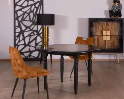 Discount Table de repas ronde bicolore aspect laqué en bois "Pop Vintage" 120cm Table À Manger Ronde Ou Ovale