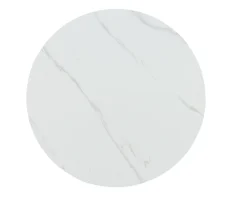 Hot Table de repas ronde 120 cm plateau céramique blanc effet marbre "Oria" piètement aspect noyer Table À Manger Ronde Ou Ovale