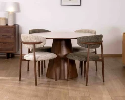 Hot Table de repas ronde 120 cm plateau céramique blanc effet marbre