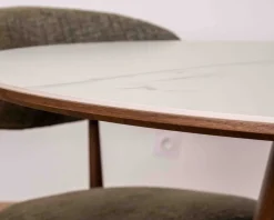Hot Table de repas ronde 120 cm plateau céramique blanc effet marbre