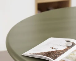 Hot Table de repas ronde coloris vert sauge "Odyna" 120 cm piètement sculptural Table À Manger Ronde Ou Ovale