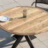 Sale Table de repas ronde pour extérieur en teck et aluminium "Ozone" 130 cm Table À Manger Ronde Ou Ovale