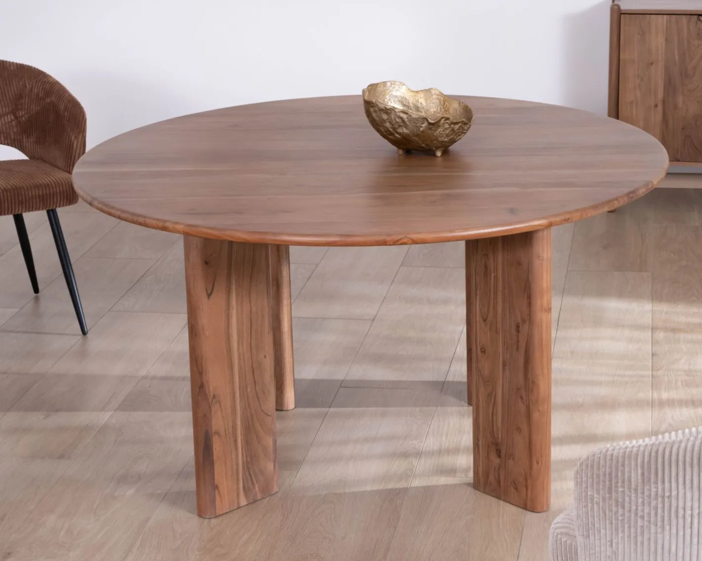 Outlet Table de repas ronde style japandi "Yona" 150 cm Table À Manger Ronde Ou Ovale