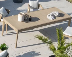 Outlet Table de repas spécial outdoor 240cm en teck finition sablée et grisée "Vérone" Table À Manger Rectangulaire