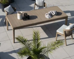 Outlet Table de repas spécial outdoor 240cm en teck finition sablée et grisée 