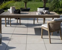 Outlet Table de repas spécial outdoor 240cm en teck finition sablée et grisée 