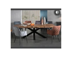 Clearance Table de repas XXL avec plateau en teck recyclé et pieds étoile 280cm "Valley" Table À Manger Rectangulaire