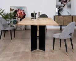 Discount Table de salle à manger manguier massif 240cm piètement design bois et métal noir "Saturne coeval" Table À Manger Rectangulaire