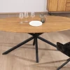 Online Table de salle à manger ovale en teck naturel "Bahia" pieds mikado métal Table À Manger Ronde Ou Ovale