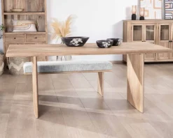 Discount Table de salle à manger rectangulaire 180cm en manguier sablé pieds latéraux pleins "Maestro" Table À Manger Rectangulaire
