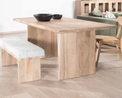 Discount Table de salle à manger rectangulaire 180cm en manguier sablé pieds latéraux pleins "Maestro" Table À Manger Rectangulaire