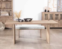 Discount Table de salle à manger rectangulaire 180cm en manguier sablé pieds latéraux pleins