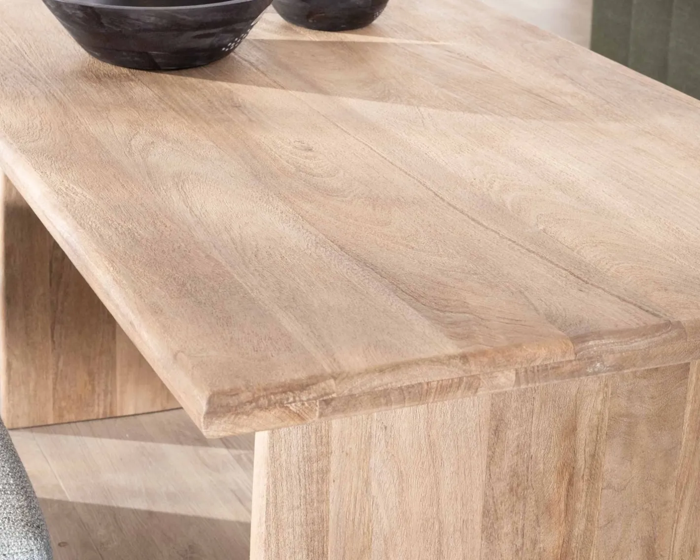 Discount Table de salle à manger rectangulaire 180cm en manguier sablé pieds latéraux pleins "Maestro" Table À Manger Rectangulaire