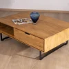 Sale Table de salon avec rangements "Bahia" teck naturel Table Basse Rectangulaire