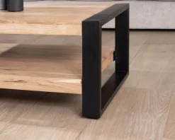 Hot Table de salon 120 cm à double plateau métal et bois