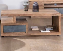 Online Table de salon contemporaine rectangulaire 120x70cm en acacia massif "Paguera" Table Basse Rectangulaire