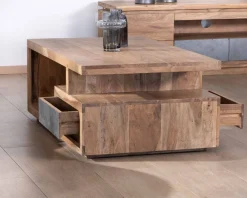Online Table de salon contemporaine rectangulaire 120x70cm en acacia massif 