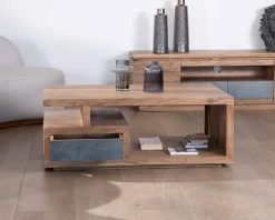 Online Table de salon contemporaine rectangulaire 120x70cm en acacia massif 