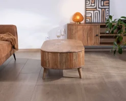 New Table de salon design arrondi vintage en acacia