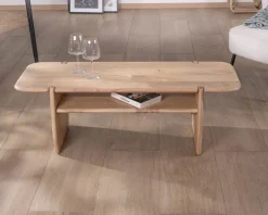 Clearance Table de salon design épuré en acacia avec niche 