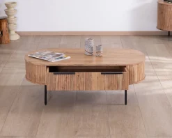 Clearance Table de salon ovale design newtro avec grand tiroir traversant 