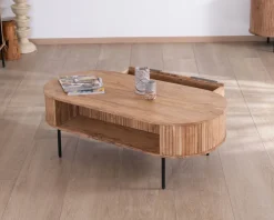 Clearance Table de salon ovale design newtro avec grand tiroir traversant 