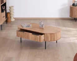 Clearance Table de salon ovale design newtro avec grand tiroir traversant 