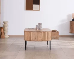 Clearance Table de salon ovale design newtro avec grand tiroir traversant 