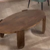 Table de salon ovale en manguier pieds cannelés "Loopie" Table Basse Ovale Ou Ronde