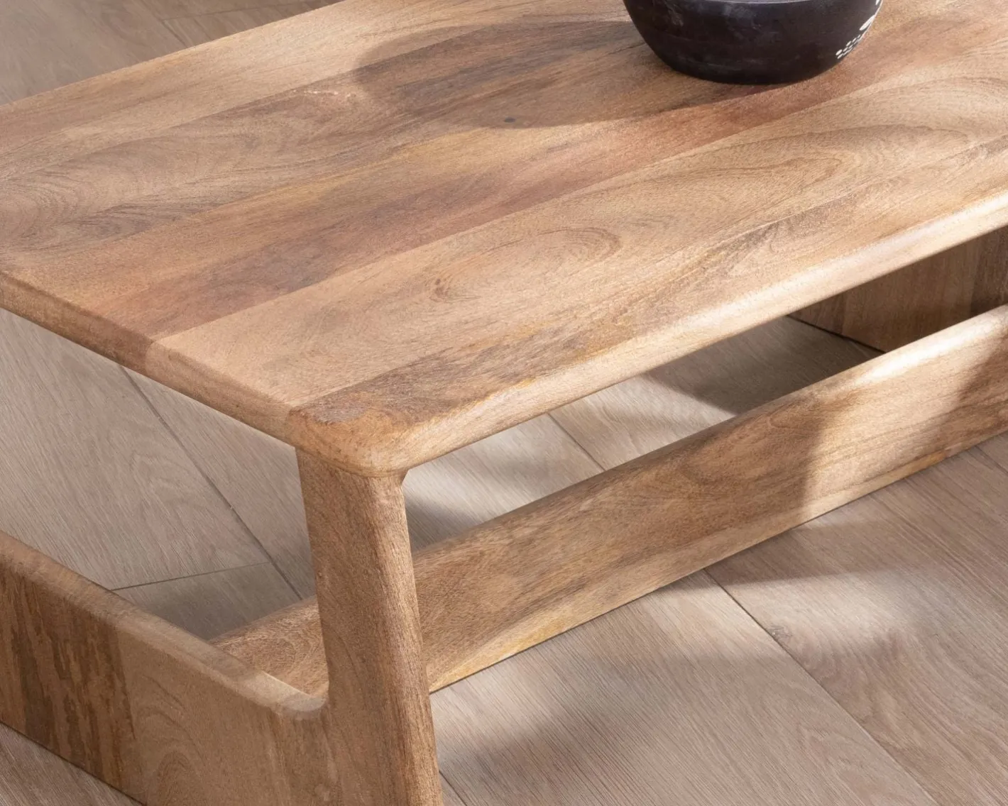 Clearance Table de salon épurée en manguier naturel "Maestro" 110 cm Table Basse Rectangulaire