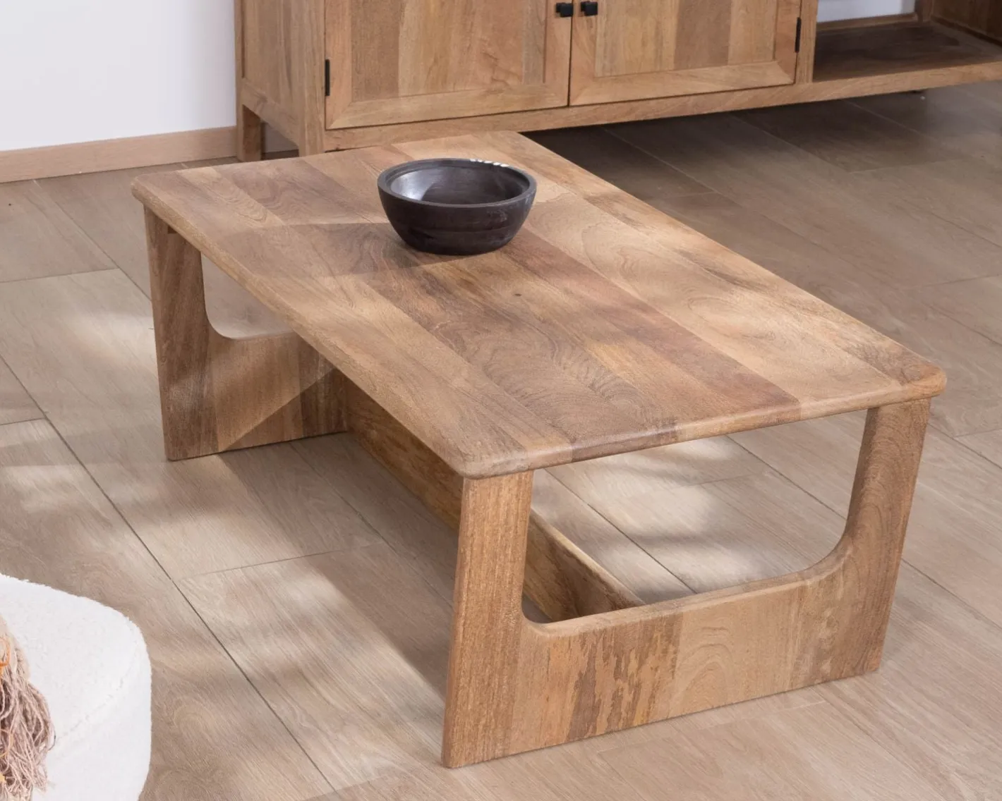 Clearance Table de salon épurée en manguier naturel "Maestro" 110 cm Table Basse Rectangulaire
