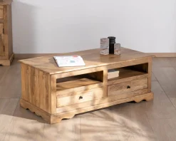 Discount Table de salon style classique en manguier "Sarah" Table Basse Rectangulaire