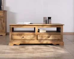 Discount Table de salon style classique en manguier "Sarah" Table Basse Rectangulaire