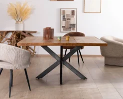 Clearance Table design carrée métal et bois massif 