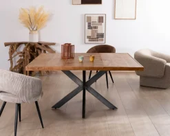 Clearance Table design carrée métal et bois massif 